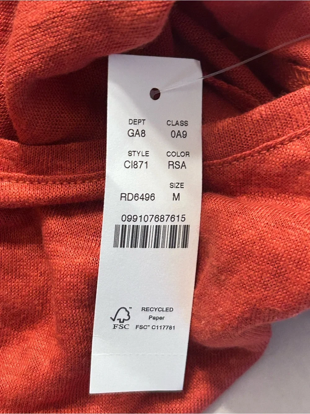 NWT J.Crew New Relaxed Linen T-shirt Rustic Salsa Size Medium C1871